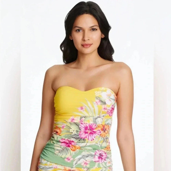 Bleu Rod Beattie Paradiso Bandeau Tankini High-Waist Draped Side-Tie Bottom - Picture 2 of 14